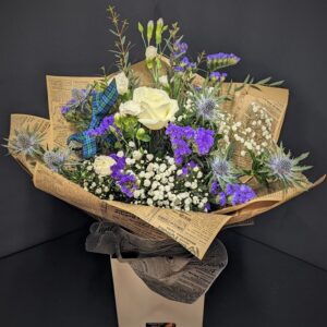 Aberdeen flower bouquet wrapped in stylish paper.