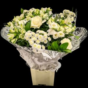 Classic White Flower Bouquet with roses and foliage