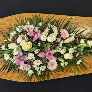 Pink and white flower Funeral Single Ended Spray aberdeen