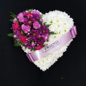 Funeral Flower Heart with pink flowers