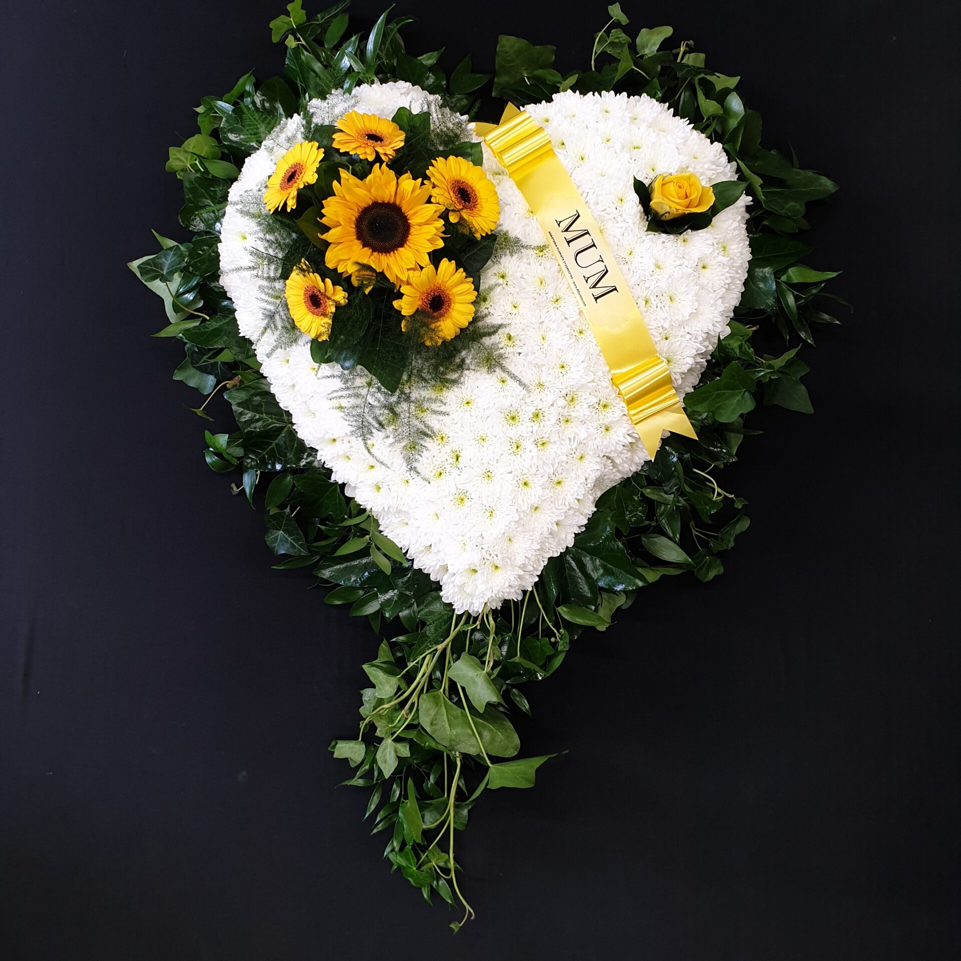 Heart 35 scaled Funeral Hearts with Sunflower in Aberdeen