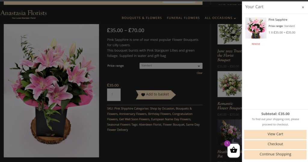 Ordering Flowers in Aberdeen