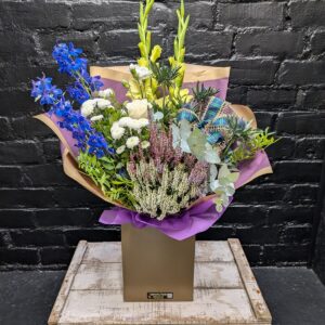 Scottish Flower Bouquet B1 Scottish themed flower bouquet with thistles and heather