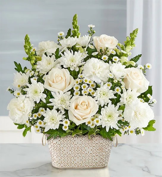 White Roses and Orchids for funeral