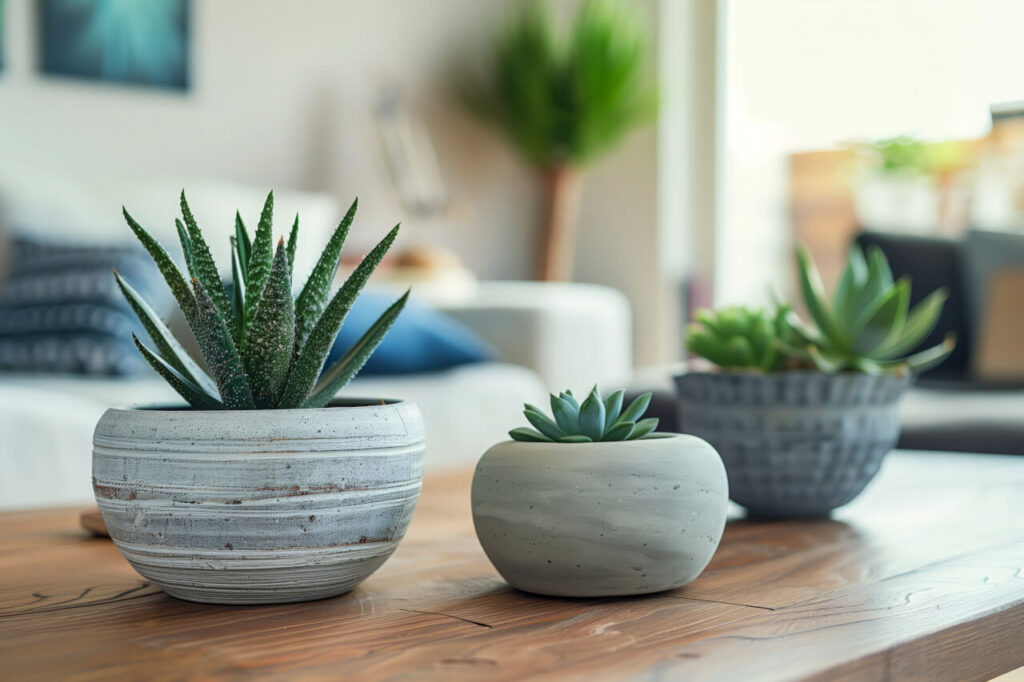 living room with succulents