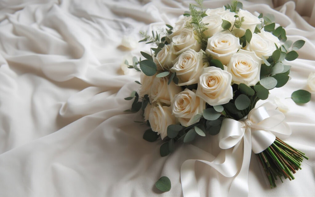 vecteezy ai generated bouquet of white roses place on a white cloth 37068842