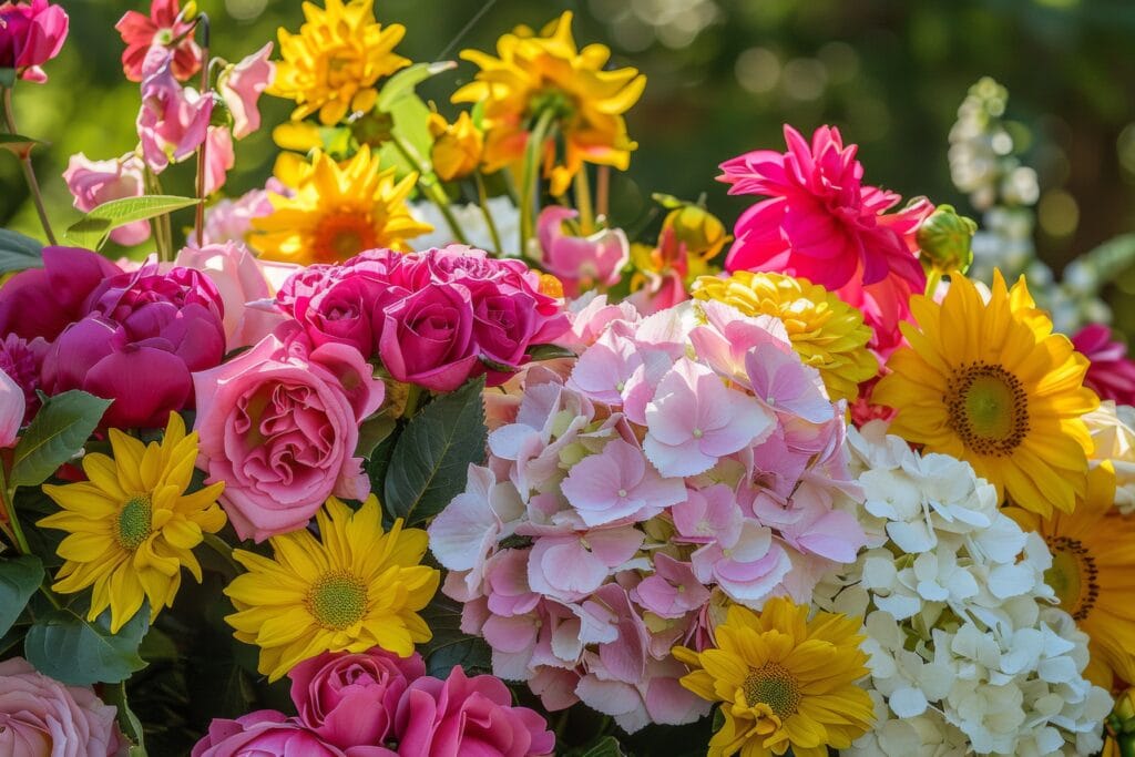 vecteezy ai generated lively mixed flower bouquet in sunshine 39630506